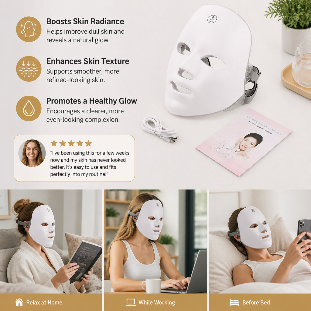 LED Face Mask – Professional Light Therapy for Skin Rejuvenation at Home